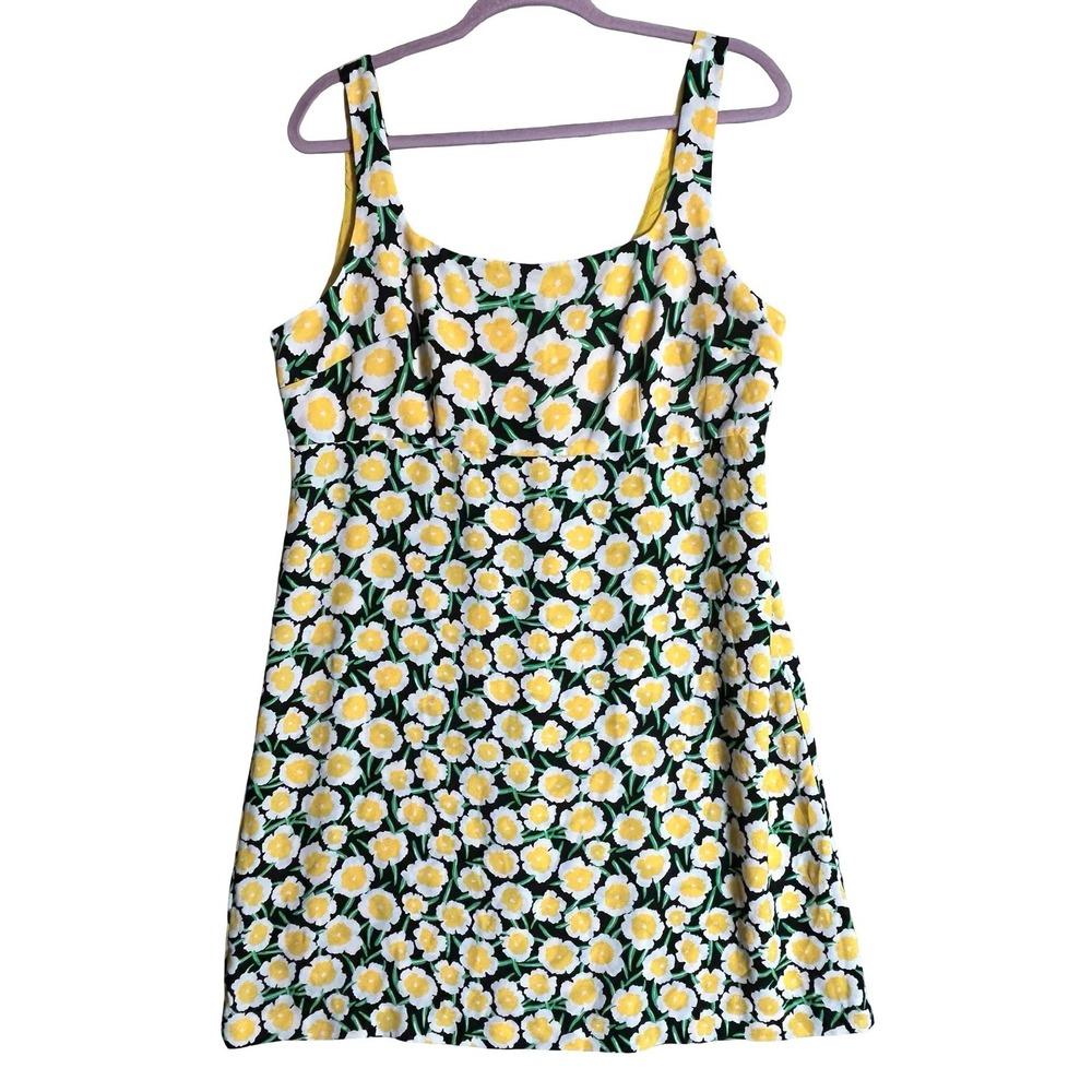 Diane von Furstenberg Target Floral Mini Dress Black Yellow White Size 14